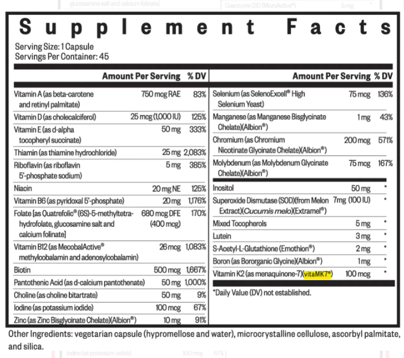 Multivitamin One MF 45 Capsules
